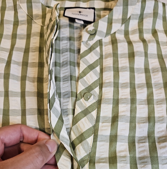 Tuckernut Sage Seersucker Gingham Royal Shirt Dress XS Mini - Picture 7 of 7